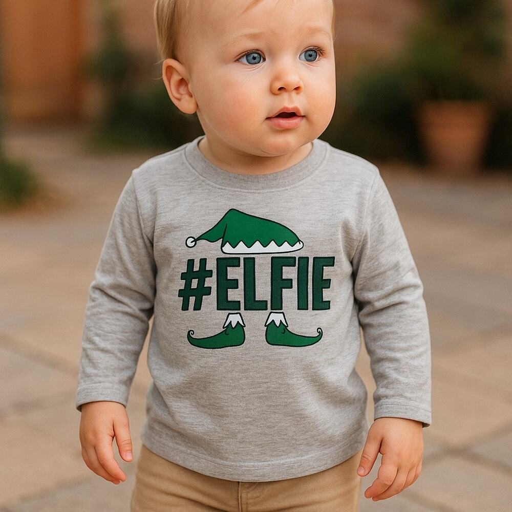 Okie Dokie Boys Girls Shirt Size 3 Months #Elfie Elfie Gray Green Christmas NEW